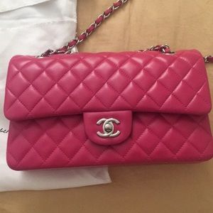 Chanel medium cf bag in pink red